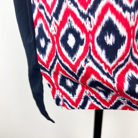 Jones New York Blouse Women Medium Cherry Red Combo Mixed Media V-Neck Top NWT - Picture 10 of 10